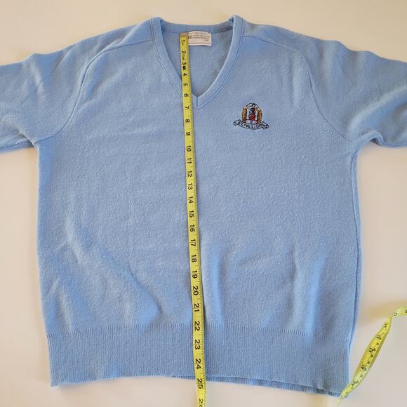 VTG Aristocratic Embroidery St Pauli Girl Blue Knit Golf Sweater V-Neck Large - Picture 6 of 7